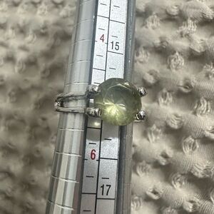 Sea Green Resin Gemstone Statement Ring Silver Tone Band | Boho Artisan